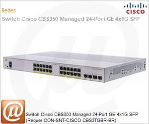 CBS350-24T-4G-BR - Switch Cisco CBS350 Managed 24-Port GE 4x1G SFP (Requer CON-SNT-CISCO CBS3TGBR-BR) 