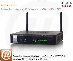 RV110W-A-NA-K9 - Roteador Internet Wreless 11n Cisco RV110W VPN Wireless N (1 x WAN; 4 x 10/100)