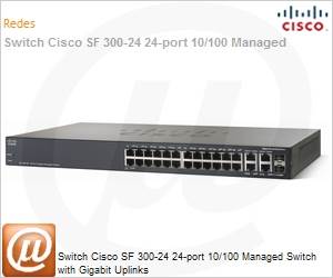 SRW224G4-K9-BR - Switch Cisco SF 300-24 24-port 10/100 Managed Switch with Gigabit Uplinks