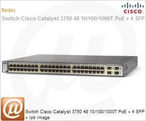 WS-C3750G-48PS-S - Switch Cisco Catalyst 3750 48 10/100/1000T PoE + 4 SFP + Ipb Image