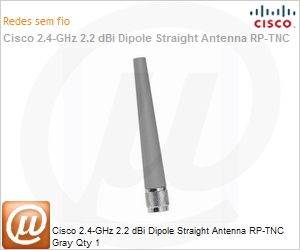 AIR-ANT2422DG-R - Cisco 2.4-GHz 2.2 dBi Dipole Straight Antenna RP-TNC Gray Qty 1