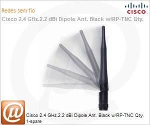 AIR-ANT4941 - Cisco 2.4 GHz.2.2 dBi Dipole Ant. Black w/RP-TNC Qty. 1-spare