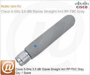 AIR-ANT5135DG-R= - Cisco 5-GHz 3.5 dBi Dipole Straight Ant RP-TNC Gray Qty 1 Spare