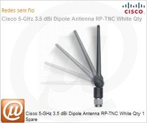 AIR-ANT5135DW-R= - Cisco 5-GHz 3.5 dBi Dipole Antenna RP-TNC White Qty 1 Spare