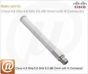 AIR-ANT5180V-N= - Cisco 4.9 GHz-5.8 GHz 8.0 dBi Omni with N Connector
