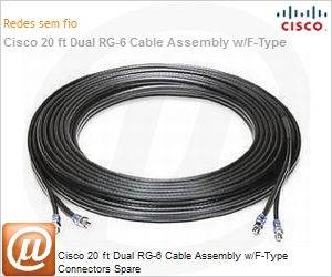AIR-CAB020DRG6-F= - Cisco 20 ft Dual RG-6 Cable Assembly w/F-Type Connectors Spare