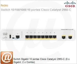 WS-C2960CG-8TC-L - Switch Gigabit 10 portas Cisco Catalyst 2960-C (8 x Gigabit; 2 x Combo)