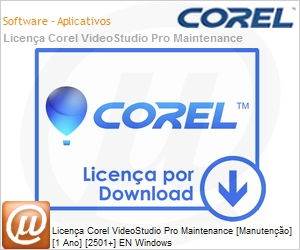 LCVSPRML1MNT6 - Licena Corel VideoStudio Pro Maintenance [Manuteno] [1 Ano] [2501+] EN Windows 