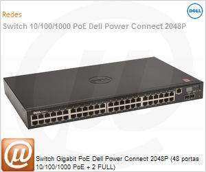 210-ABNY-N2048P - Switch Gigabit PoE Dell Power Connect 2048P (48 portas 10/100/1000 PoE + 2 FULL)