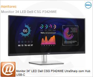 210-BGZQ - Monitor 34" LED Dell CSG P3424WE UtraSharp com Hub USB-C 