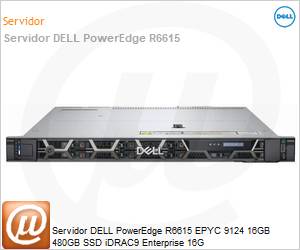 210-BHQT-TW5Z - Servidor DELL PowerEdge R6615 EPYC 9124 16GB 480GB SSD iDRAC9 Enterprise 16G 