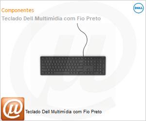 580-ADIN-KB216-C - Teclado Dell Multimdia com Fio Preto