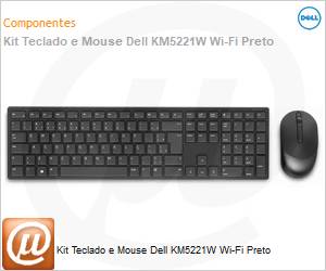 580-AJIT - Kit Teclado e Mouse Dell KM5221W Wi-Fi Preto