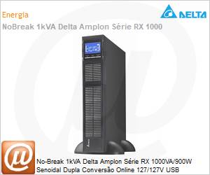 UPA102R1RX0B1B1 - No-Break 1kVA Delta Amplon Srie RX 1000VA/900W Senoidal Dupla Converso Online 127/127V USB Gerencivel RS-232 LCD Rack/Torre Expansvel 