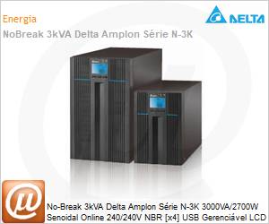 UPS302N2000B1B1 - No-Break 3kVA Delta Amplon Srie N-3K 3000VA/2700W Senoidal Online 240/240V NBR [x4] USB Gerencivel LCD Torre 