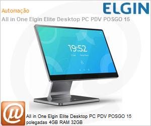 46PGELT43200 - All in One Elgin Elite Desktop PC PDV POSGO 15 polegadas 4GB RAM 32GB 