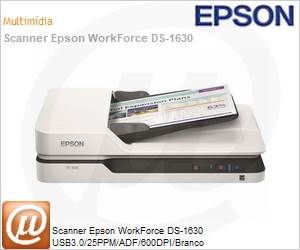 B11B239201 - Scanner Epson WorkForce DS-1630 25ppm 600dpi ADF USB 3.0 Branco 