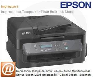 C11CD07212 - Impressora Tanque de Tinta Bulk-Ink Mono Multifuncional Stylus Epson M205 (Impresso / Cpia: 35ppm; Scanner) 1440x720dpi USB Wi-Fi 5.000 pg/ms
