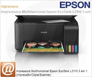 C11CG87302 - Impressora Multifuncional Tanque de tinta Epson EcoTank L3110 3 em 1 (Impresso/Cpia/Scanner)