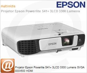 V11H842024 - Projetor Epson PowerLite S41+ 3LCD 3300 Lumens SVGA 800X600 HDMI