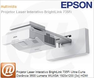 V11H997021 - Projetor Laser Interativo Epson BrightLink 735Fi Ultra-Curta Distncia 3600 Lumens WUXGA 1920x1200 [3x] HDMI Rede Wi-Fi Inclui 2 Canetas, Touch opcional Bivolt 3 Anos/20.000 horas