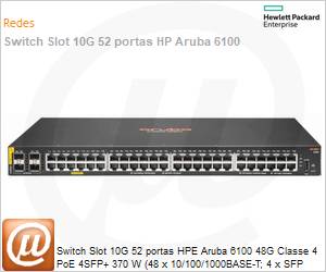 JL675A - Switch Slot 10G 52 portas HPE Aruba 6100 48G Classe 4 PoE 4SFP+ 370 W (48 x 10/100/1000BASE-T; 4 x SFP 1G/10G) Gerencivel L2
