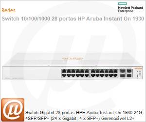 JL682A - Switch Gigabit 28 portas HPE Aruba Instant On 1930 24G 4SFP/SFP+ (24 x Gigabit; 4 x SFP+) Gerencivel L2+ 