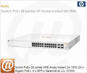 JL684A - Switch PoE+ 28 portas HPE Aruba Instant On 1930 (24 x Gigabit PoE+; 4 x SFP/SFP+ 1/10GbE) Gerencivel L2+ (370W) 
