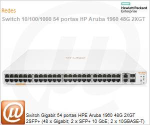 JL808A - Switch Gigabit 54 portas HPE Aruba 1960 48G 2XGT 2SFP+ (48 x Gigabit; 2 x SFP+ 10 GbE; 2 x 10GBASE-T) Gerencivel Empilhvel 