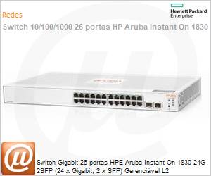 JL812A - Switch Gigabit 26 portas HPE Aruba Instant On 1830 24G 2SFP (24 x Gigabit; 2 x SFP) Gerencivel L2 
