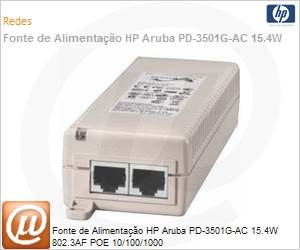 JW627A - Fonte de alimentao HPE Aruba PD-3501G-AC 15.4W 802.3AF POE 10/100/1000