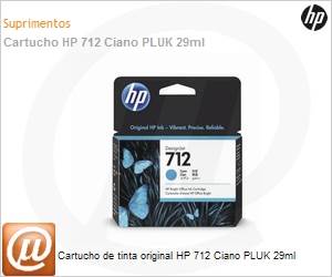3ED67A - Cartucho de tinta original HP 712 Ciano PLUK 29ml