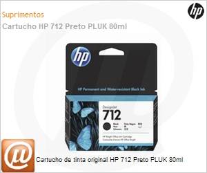 3ED71A - Cartucho de tinta original HP 712 Preto PLUK 80ml