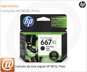 3YM81AB - Cartucho de tinta original HP 667XL Preto