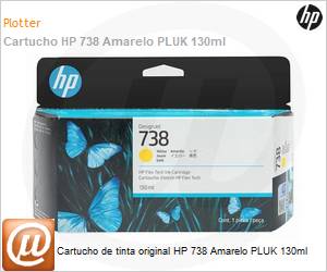 498N7A - Cartucho de tinta original HP 738 Amarelo PLUK 130ml