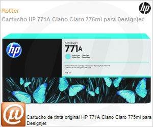 B6Y20A - Cartucho de tinta original HP 771A Ciano Claro PLUK 775ml 