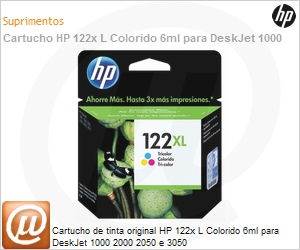 CH564HB - Cartucho de tinta original HP 122x L Colorido 6ml para DeskJet 1000 2000 2050 e 3050
