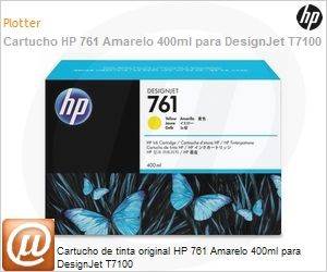 CM992A - Cartucho de tinta original HP 761 Amarelo 400ml para DesignJet T7100 