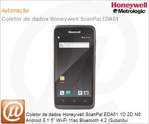 EDA51-0-B623SOGAK - Coletor de dados Honeywell ScanPal EDA51 1D 2D N6 Android 8.1 5" Wi-Fi 11ac Bluetooth 4.2 (Substitui EDA51-0-B723SOGA, com melhor performance)