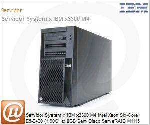 7382EBU - Servidor System x IBM x3300 M4 Intel Xeon Six-Core E5-2420 (1.90GHz) 8GB Sem Disco ServeRAID M1115 NIC 10GBE [x4] O/Bay Torre