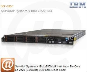 7914C2U - Servidor System x IBM x3550 M4 Intel Xeon Six-Core E5-2620 (2.00GHz) 8GB Sem Disco Rack