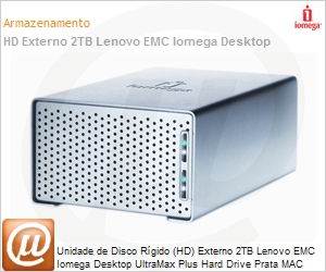 34440 - Unidade de Disco Rgido (HD) Externo 2TB Lenovo EMC Iomega Desktop UltraMax Plus Hard Drive Prata MAC Edition eSATA