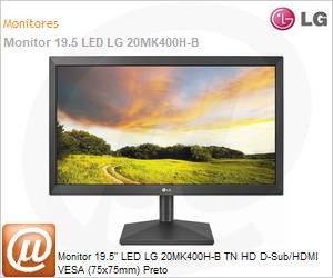 20MK400H-B.AWZM - Monitor 19,5" LED LG 20MK400H-B TN HD D-Sub/HDMI VESA (75x75mm) Preto