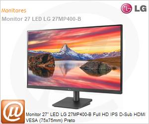 27MP400-B.AWZM - Monitor 27" LED LG 27MP400-B Gamer Full HD IPS 75Hz AMD FreeSync