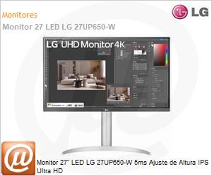 27UP650-W.AWZM - Monitor 27" LED LG 27UP650-W 5ms Ajuste de Altura IPS Ultra HD 