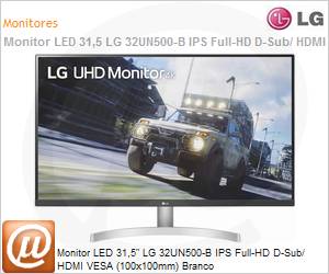 32UN500-W.AWZM - Monitor 31,5" LED LG 32UN500-W IPS Full HD D-Sub/ HDMI VESA (100x100mm) Branco