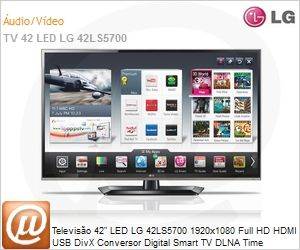 42LS5700 - Televiso 42" LED LG 42LS5700 1920x1080 Full HD HDMI USB DivX Conversor Digital Smart TV DLNA Time Machine Ready TruMotion 120Hz