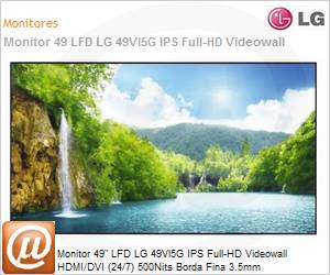 49VL5G-M.AWZM - Monitor 49" LED LFD Profissional Digital Signage LG Series VL5G 49VL5G-M Videowall Full HD 8ms HDMI [x2] DisplayPort DVI USB IR Rede 24/7 500 Nits Borda Ultrafina webOS