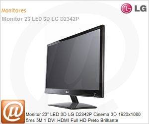 D2342P - Monitor 23" LED 3D LG D2342P Cinema 3D 1920x1080 5ms 5M:1 DVI HDMI Full HD Preto Brilhante