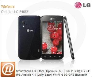 LGE455F.ABRABK - Smartphone LG E455F Optimus L5 II Dual (1GHz) 4GB 4" IPS Android 4.1 (Jelly Bean) Wi-Fi N 3G GPS Bluetooth 5MP Dual Chip Preto